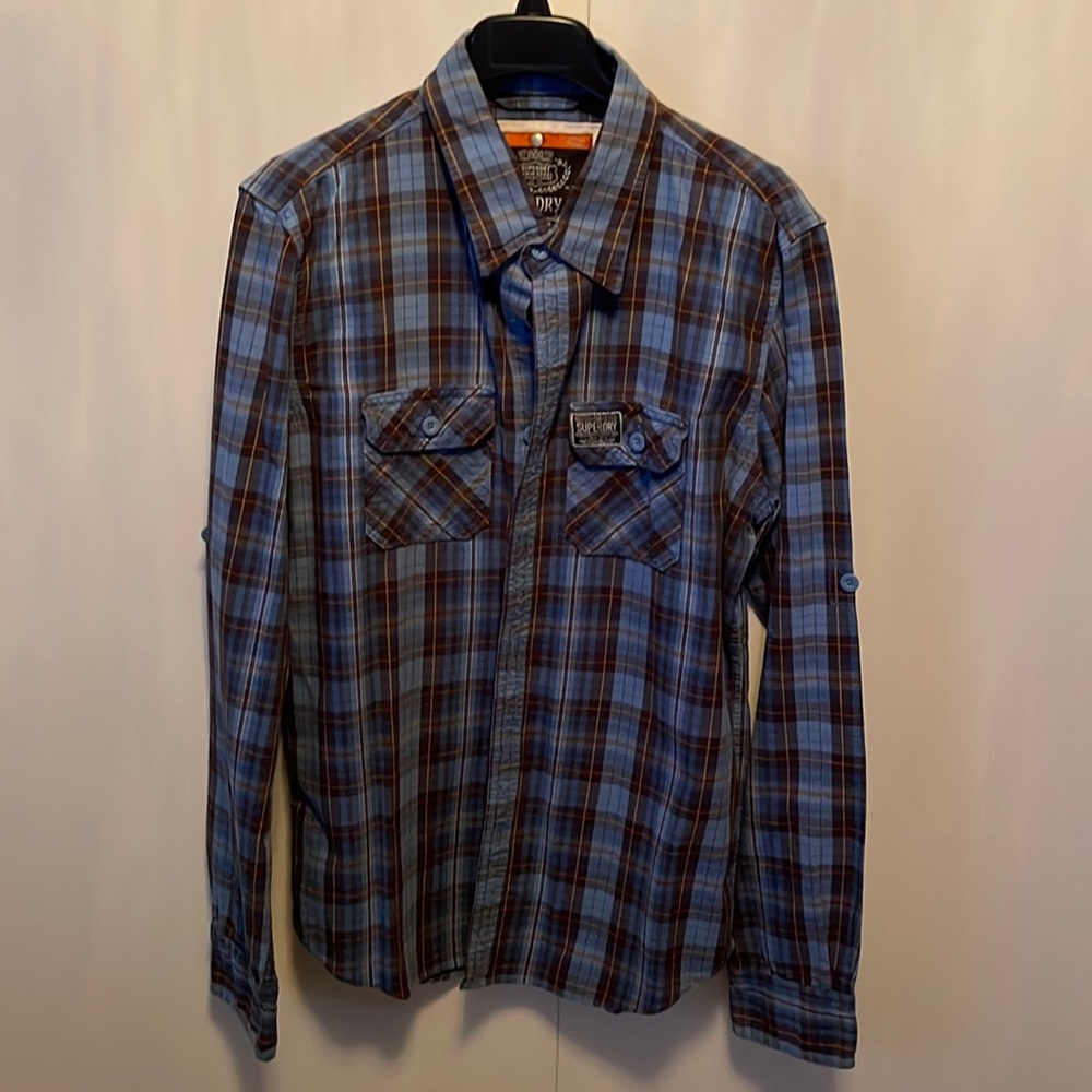 Super dry mens long sleeve button up